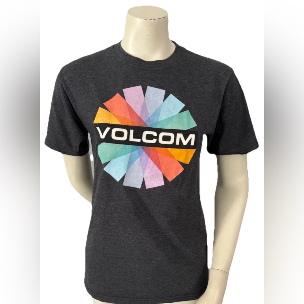 Volcom T-Shirt Men’s Small Gray Graphic Print Tee Slim Fit